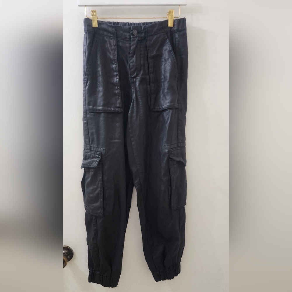 All Saints Black Cargo Jogger Pants, Size 38, Lyocell.